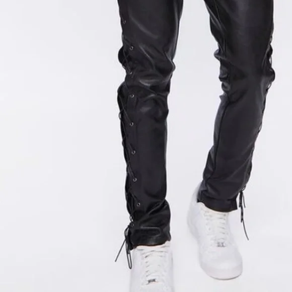 Forever 21 Faux Leather Side Lace Up Pants